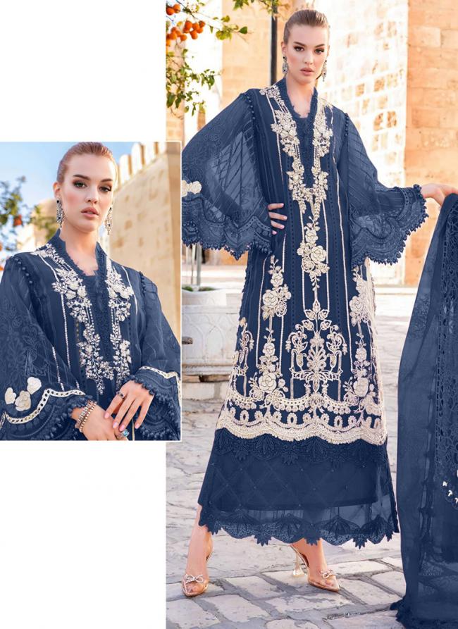 Cotton Blue Eid Wear Embroidery Work Pakistani Suit